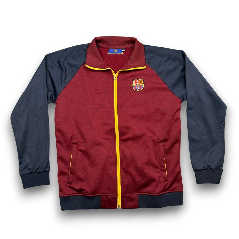 FC Barcelona Track Jacket Mens XL Maroon Blue Mes Que Un Club Full Zip Soccer